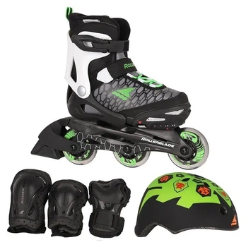 Комплект дитячий (роликові коньки, шолом, захист) Rollerblade CUBE 29-32 (185-210мм) Black/green (07848200 T83) (185-210мм)