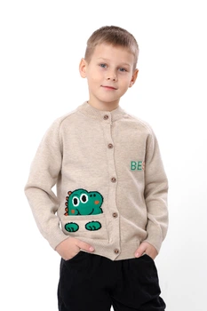 Кофта для хлопчика на ґудзиках із динозавром NoBrand 92 Бежевий (p-19388-229702)
