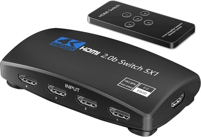 HDMI переключатель NEWCARE 5 портов с пультом, 4K 60Hz HDMI 2.0b UHD, совместим с PS5 Apple TV, XBOX, Nintendo