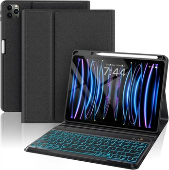 Клавіатурний чохол для iPad Pro 12.9" (6/5/4 покоління) сумісний з iPad Air 13 M2 бездротовий підсвітка 7 кольорів тримач стилуса