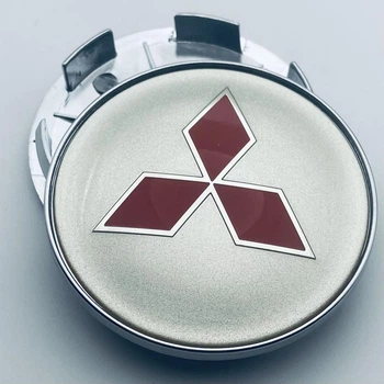 Колпачок Mitsubishi 68 мм 64 мм хром с красным логотипом заглушка в диск митсубиси