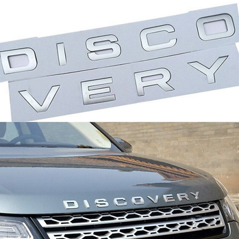 Емблема-шильдик логотип напис DISCOVERY, Дискавері Капот багажник срібляста матова