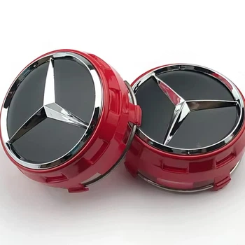 Колпачок на литые диски Mercedes AMG 0004000900 черные с красным 75 мм 70 мм 14 мм мерседес заглушка