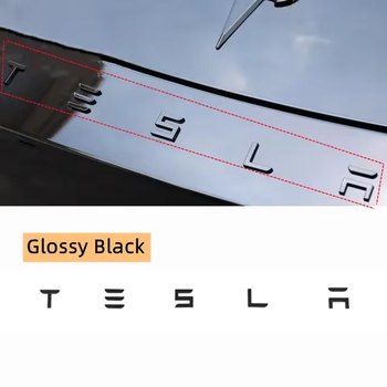 Емблема Tesla напис літери Шильдик Тесла чорний глянець на багажник табличка