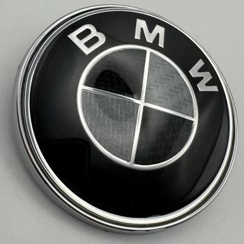 Значок BMW 82 мм Емблема БМВ на капот і багажник 51148132375 82 мм знак чорний з білим карбон