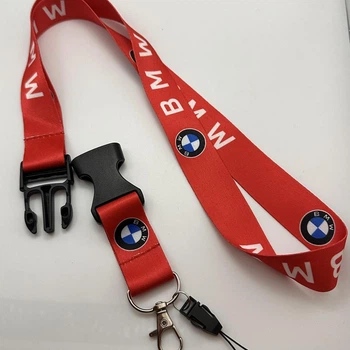 Брелок для ключів із карабіном шнурок на шию ремінець БМВ BMW червоний