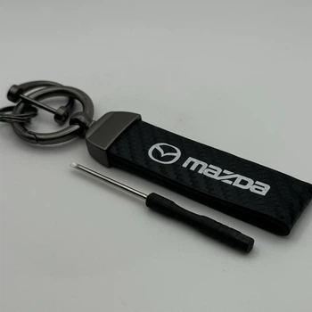 Брелок для ключей кожаный темляк эко-кожа MAZDA с карабином мазда карбон