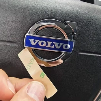 Шильдик табличка Volvo наклейка металлическая вольво синяя 46 мм 10 мм на знак руль