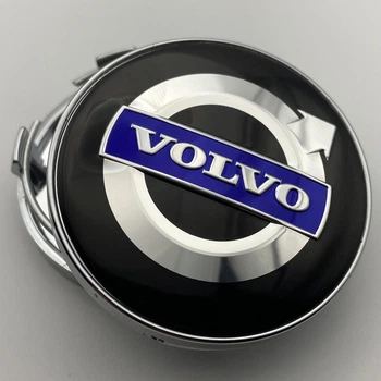Колпачок Volvo 59 мм 55 мм черные с синим логотипом заглушка в диск вольво