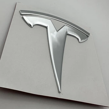 Шильдик эмблема Tesla Model Y Model 3 Chrome на кришку багажника хром металл знак багажник