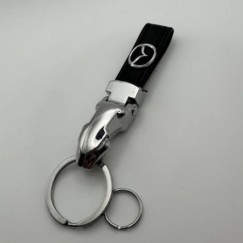 Брелок для ключів екошкіра чорна голова тигра мазда Mazda