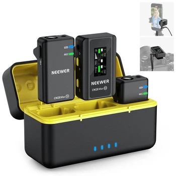 Беспроводная петличная микрофонная система NEEWER CM28 Max, 2 передатчика, запись 8 ГБ, 300 м