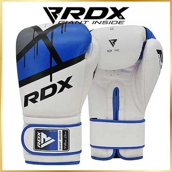 Боксерские перчатки RDX F7 для тренировок и спарринга с фиксацией запястья и вентиляцией Blue 16 унций