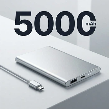 Ультратонкий Павербанк Power bank UKC Slim 5000 mAh Silver