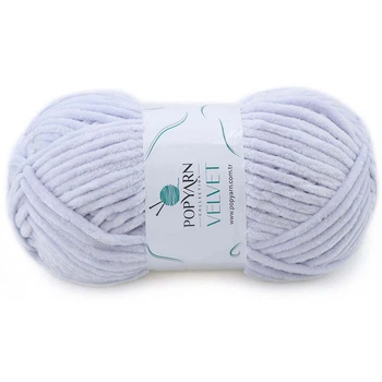 Пряжа плюшевая Popyarn Velvet (Попярн Вельвет) №026 Светло-серый - 100% полиэстер, 100 г / 120 м, для пледов, игрушек, вязания спицами и крючком