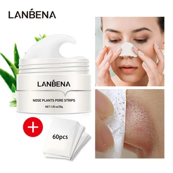 Очищувальна маска від чорних крапок Lanbena Nose. Маска від розширених пір на обличчі 30гр плюс 60 паперових смужок