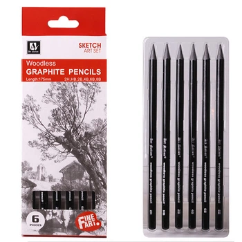 Олівці Art Nation Woodless Sketch 6шт 2H/HB/2B/4B/6B/8B, WGH06175--76431