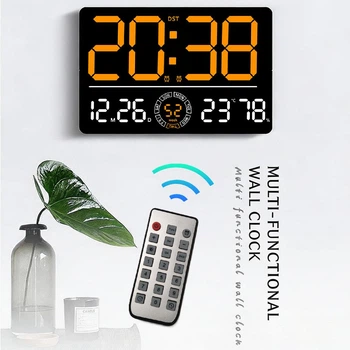 Годинник Deepfox DS-6667 LED цифровий електронний настінний Будильник Дата Температура Вологість 33х22см оранжевий