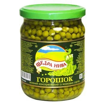 Горошок Щедра Нива зелений консервований 460г