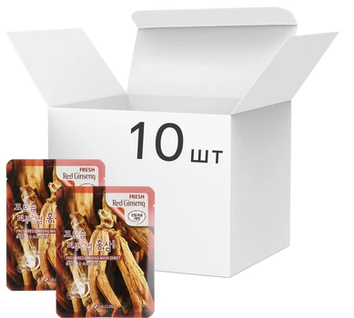 Набір тканинних масок для обличчя 3W Clinic Fresh Red ginseng Mask Sheet з екстрактом червоного женьшеню 10 шт х 23 мл (8800000070105)