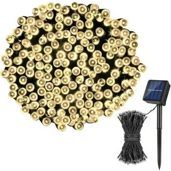 Уличная гирлянда с солнечной панелью 10м 100 LED 800 мАч, 3.7V, 0.5A SFK-16 IP65 водонепроницаемая, с тепло-белым свечением