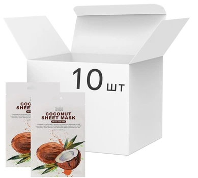 Набір тканинних масок для обличчя Tenzero Coconut Sheet Mask з кокосом 10 шт х 25 мл (8800000082690)