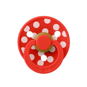 Соска пустушка BIBS Polka Colour Latex кругла 0-6 міс Candy Apple / Blossom