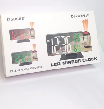 Цифровые часы комнатный термометр гигрометр Часы с проекцией Gaosiio DS-3718LW белое свечение