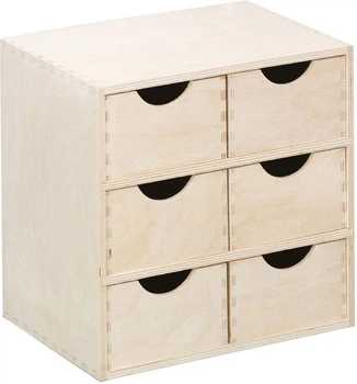 Pojemnik na drobiazgi Zeller drewniany z 6 szufladami (4003368131924)