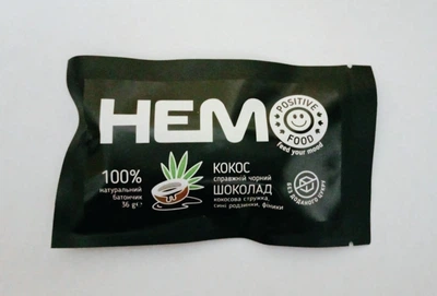 Натуральный шоколадный батончик "HEMO" кокос Positive Food 36 г