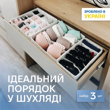Комплект органайзерів ORGANIZE для білизни з 3 шт. Білий (WH003)