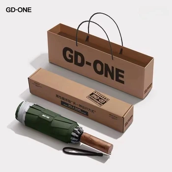 Зонт автомат GD-ONE обратной сборки со светоотражающей лентой и защитой от UV излучения зеленый, 60 спиц