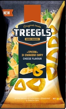Кукурудзяні снеки «TREEGLS» зі смаком сиру 75г, ТМ Золоте Зерно