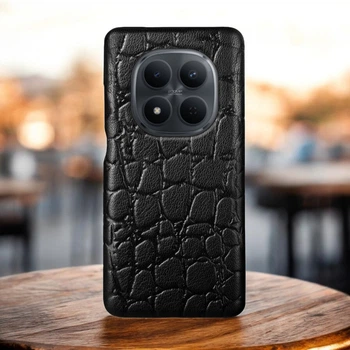 Кожаная накладка Stenk Reptile Cover для Xiaomi Redmi Note 15 Pro 5G Чёрная (80403)