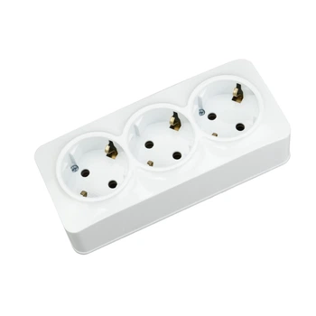 Розетка потрійна з заземленням біла POWER MAX-3E