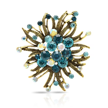 Брошь BROCHE бижутерия с кристаллами Авангард голубая BRBF114940