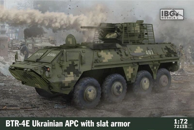 Сборная модель 1/72 Украинский бронетранспортёр БТР-4Е Буцефал с решетчатой бронёй IBG Models 72118