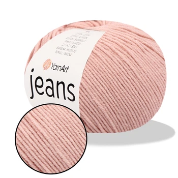 YarnArt Jeans, Пудра №83 – пряжа нити для вязания спицами и крючком (игрушки, одежда), 55% хлопок, 45% акрил, 50 г/160 м, полухлопок Ярнарт