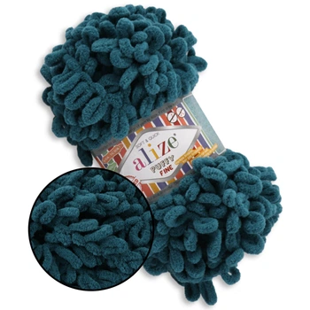Alize Puffy Fine NEW, Кобальт №330 (100г/14м) плюшевая нитка с готовыми петлями для вязания руками пледа игрушек и балаклавы, Ализе Пуффи Файн
