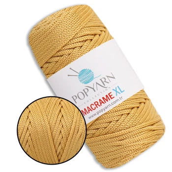 Шнур для макраме Popyarn Macrame XL, Золото №417, 250 г / 125 м, 100% поліпропілен - для в'язання сумок, килимків, кошиків, панно, декору