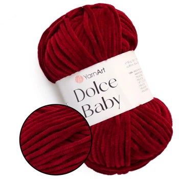 YarnArt Dolce Baby, Бордовый №752 − плюшевая пряжа ЯрнАрт Дольче Беби, 50 г / 85 м, для вязания игрушек, пледов, пинеток и детской одежды