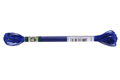 Нитка Мулине DMC Satin, 1008№S820 Синий - нитки для ручной вышивки, крестиком, гладью, украшения одежды и аксессуаров, 100% вискоза, 2г / 8м