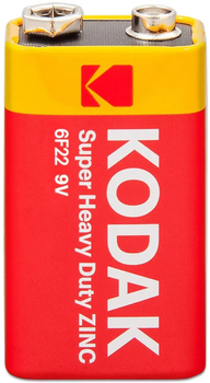 Батарейка Kodak Extra Heavy Duty 6F22 Крона, ZINC (сольова) 9V, 1 шт