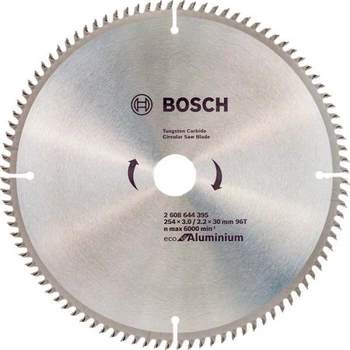 Пиляльний диск Bosch 254*30мм 96 зубів Aluminium Eco 2608644395