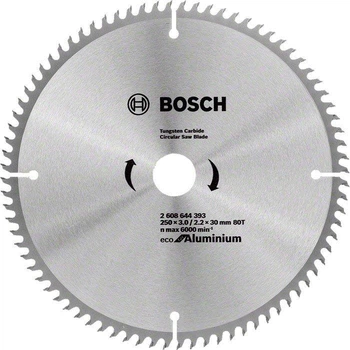 Пиляльний диск Bosch 250*30мм 80 зубів Aluminium Eco 2608644393