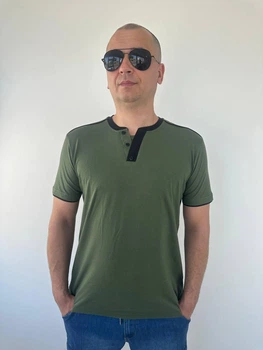 Футболка 3Д на гудзиках олива/чорний, р. 4XL