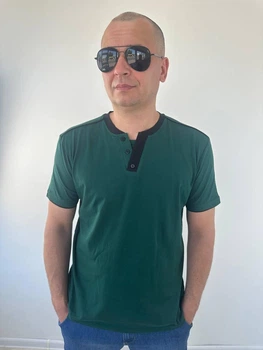 Футболка 3Д на гудзиках т.зелений/чорний, р. 6XL