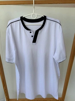 Футболка 3Д на гудзиках білий/чорний р. 4XL