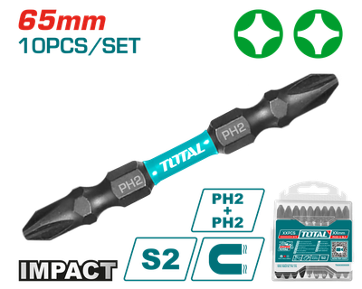 Викрутні насадки TOTAL TACIM16PH233, PH2+PH2, 65мм,10шт. (7090274)