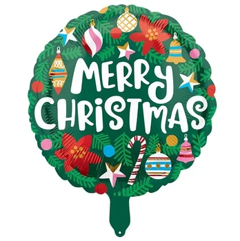 Фольгированный круглый шар Merry Christmas 18", зелёный,